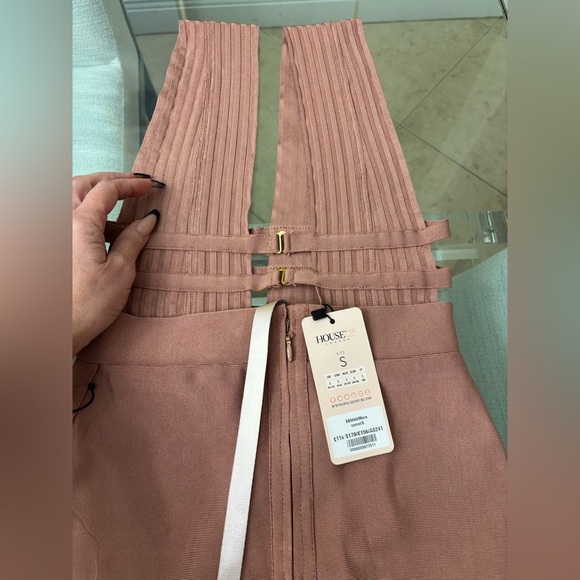 House of CB Camel Deep Plunge Bodycon Dress - Picture 8 of 8